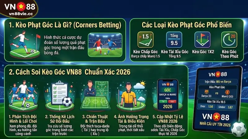 Kèo phạt góc là gì? Cách soi kèo góc VN88